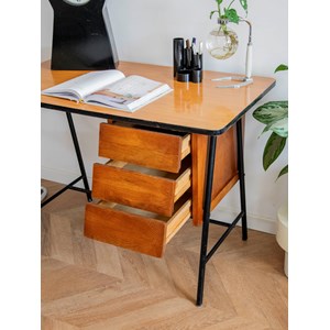 Bureau scandinave en bois et métal n°680
