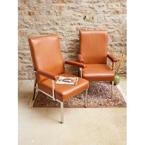 Paire de fauteuils en skaï n°1188