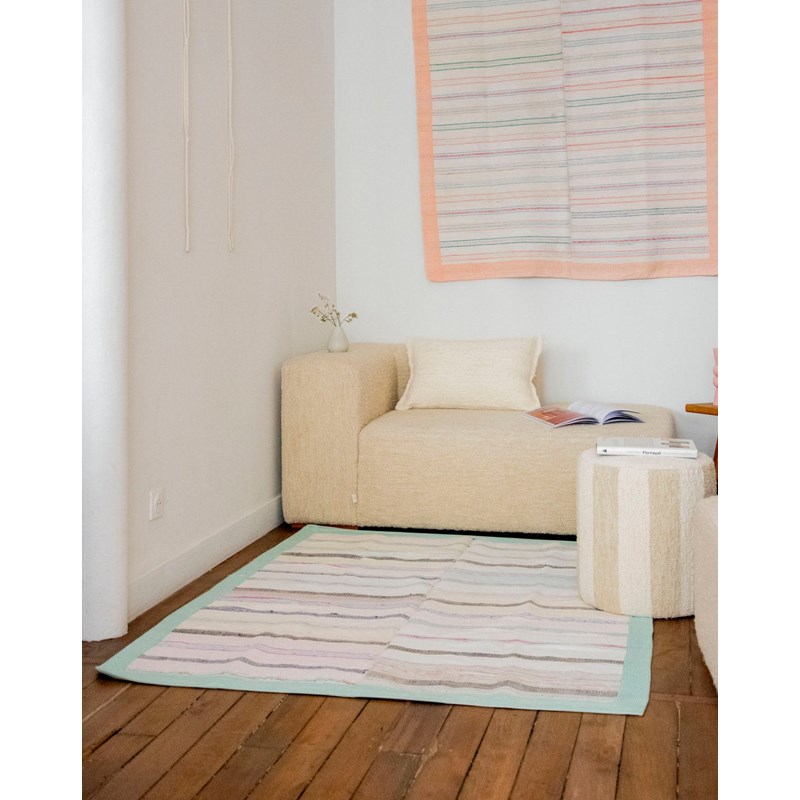 Tapis vintage bleu et vert n°118