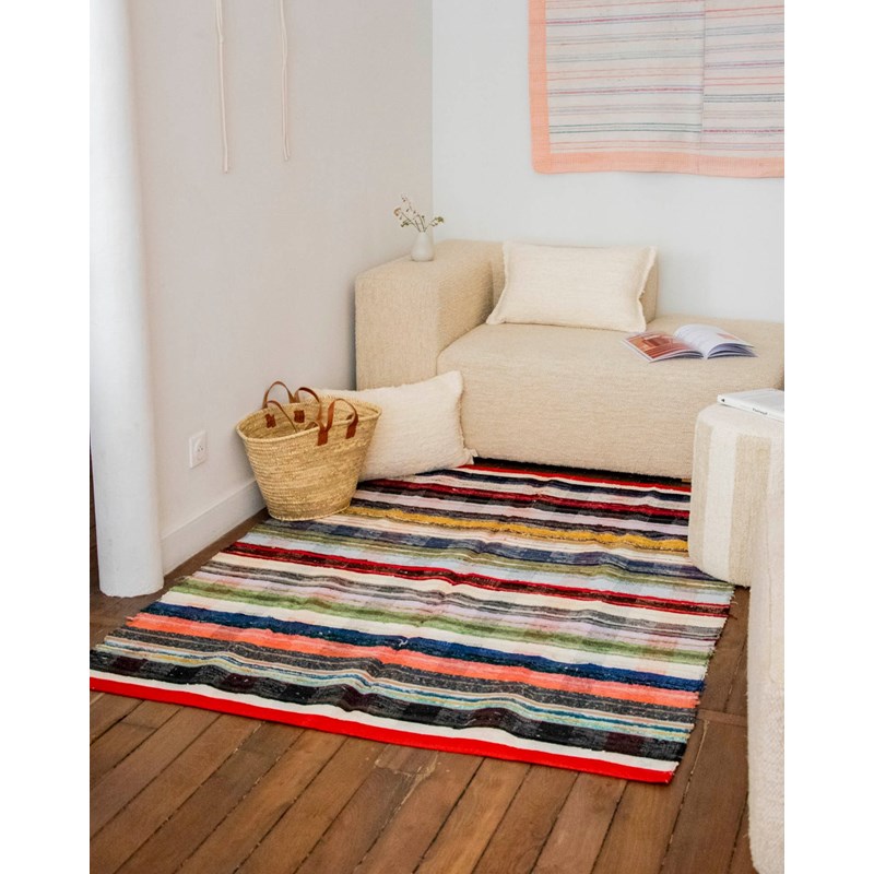 Olivier, le tapis artisanal rayé n°122