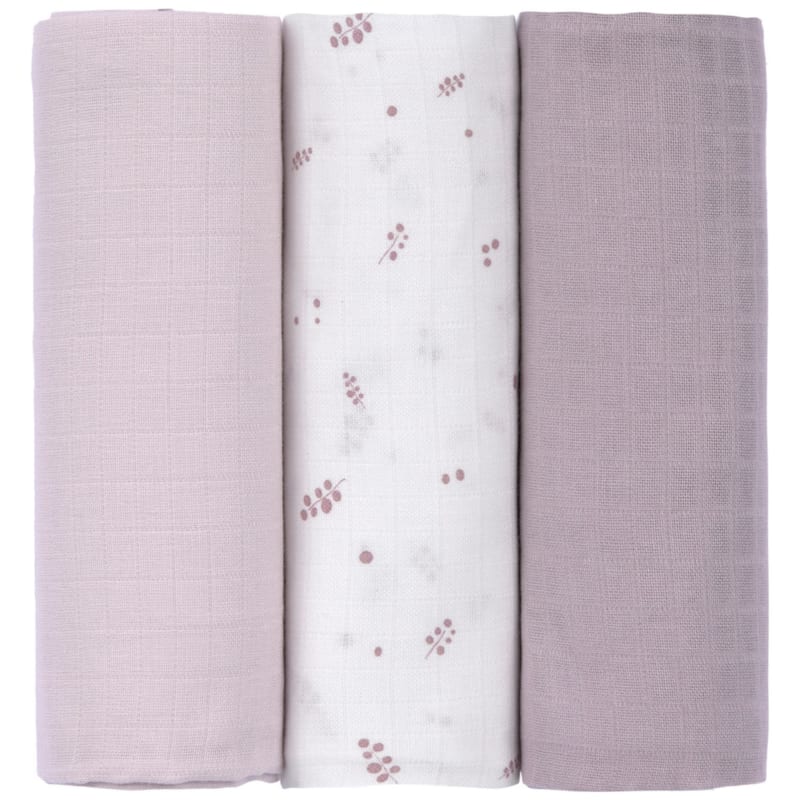 Lot de 3 langes mousseline fruits rouges (80x80 cm)