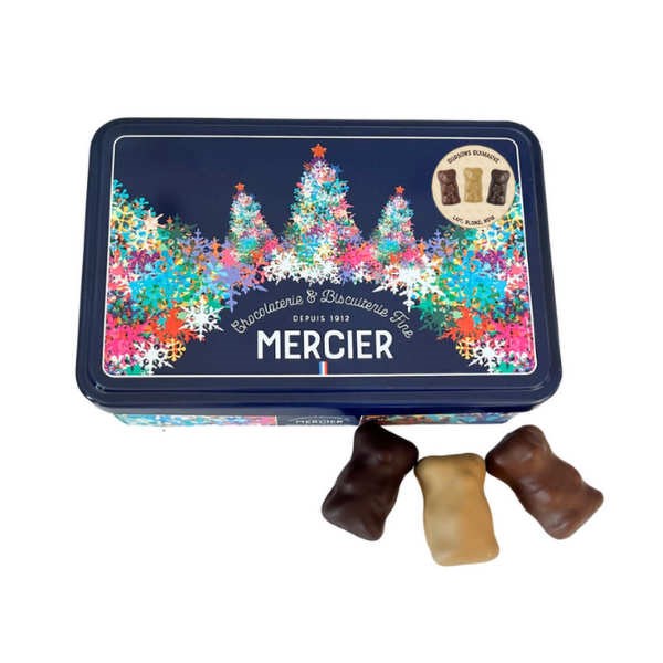 Mercier - Boîte fer de nounours guimauve mercier 3 couleurs assorties