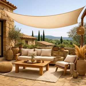 Voile ombrage rectangulaire - 4x5m Beige