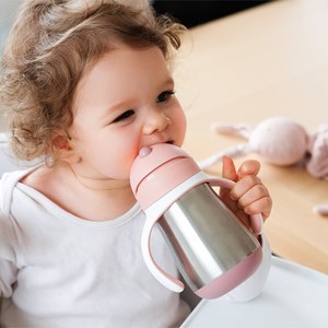 Gourde à paille en inox old pink (250 ml)