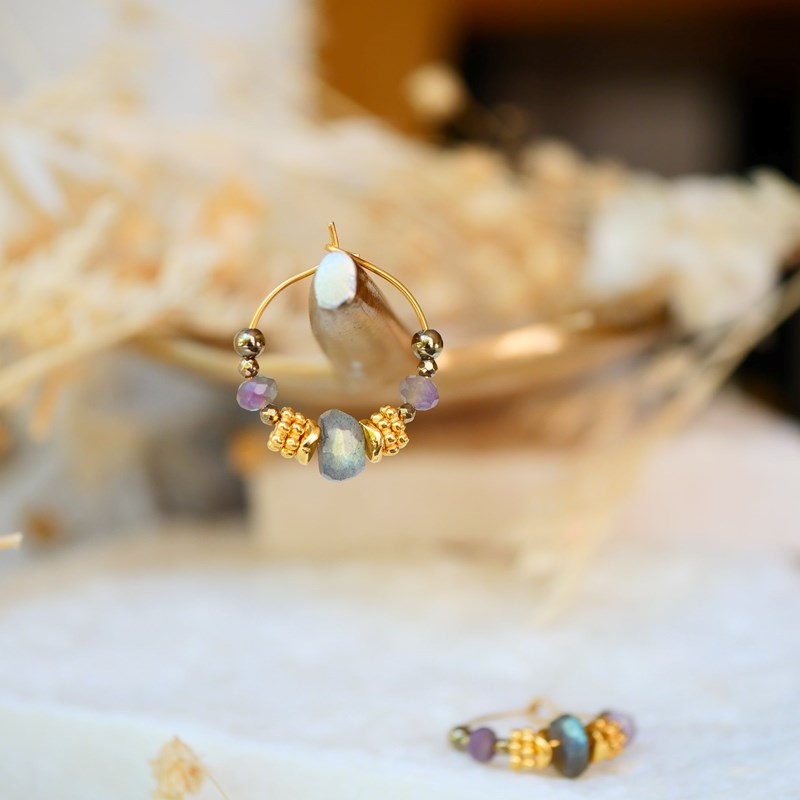 Boucles d'oreilles rasayan amethyste