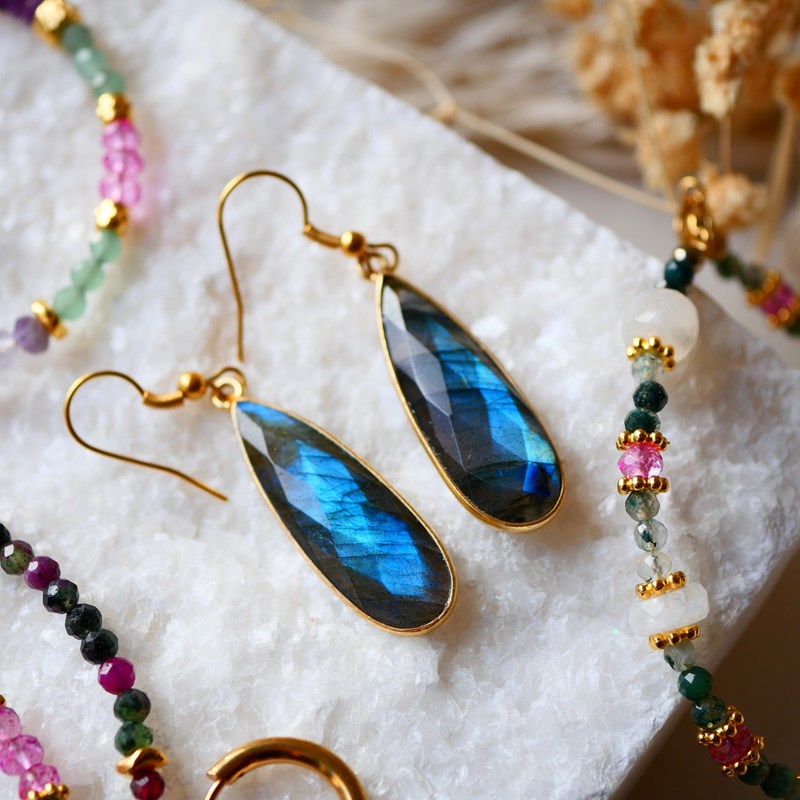 Boucles d'oreilles labradorite ishita