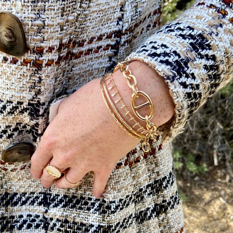 Les Bijoux Chics - Gros bracelet plaqué or inès