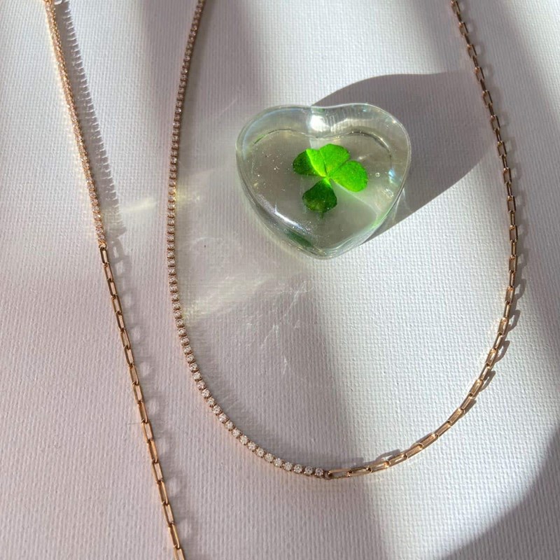 Les Bijoux Chics - Collier asymétrique plaqué or et zirconium danaé