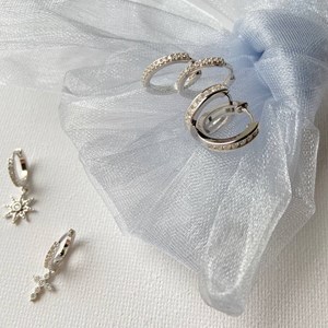 Petites créoles brenda argent 925 rhodié - rail zirconium