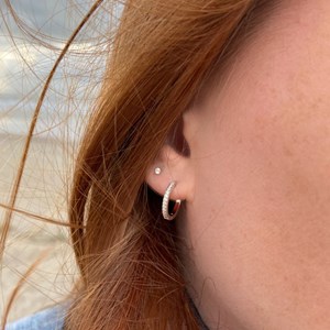 Petites créoles carola argent 925 rhodié - pavage zirconium