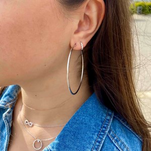 Créoles fines argent 925 rhodié 40 mm