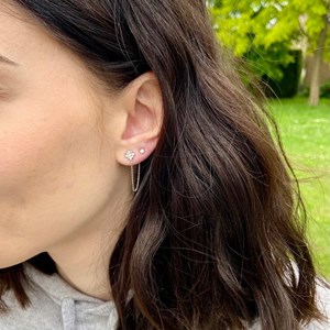 Boucle d'oreille double argent esther, à l'unité