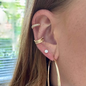 Bague d'oreille laurier plaqué or 18 carats, à l'unité