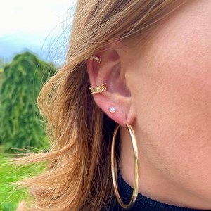 Bague d'oreille laurier plaqué or 18 carats, à l'unité