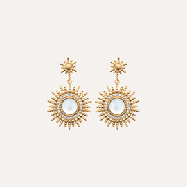 Boucles astrid plaqué or 18 carats - nacre et cristaux