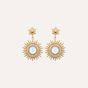 Boucles astrid plaqué or 18 carats - nacre et cristaux