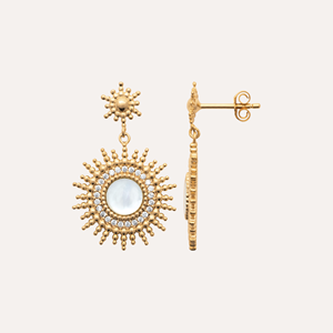 Boucles astrid plaqué or 18 carats - nacre et cristaux