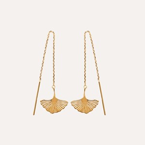 Boucles énora traversantes ginkgo biloba plaqué or