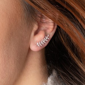 Boucles grimpeuses jeanne argent 925 rhodié - laurier
