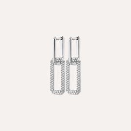 Boucles armelle argent 925 rhodié - créoles rectangulaires