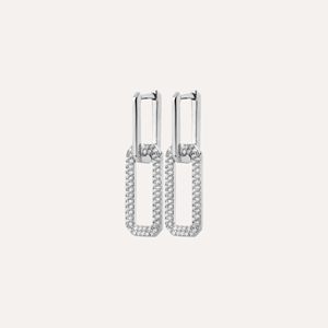 Boucles armelle argent 925 rhodié - créoles rectangulaires