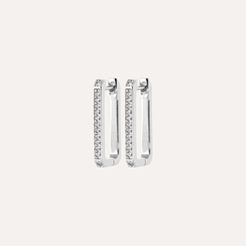 Créoles armelle argent 925 rhodié - rectangles pavés
