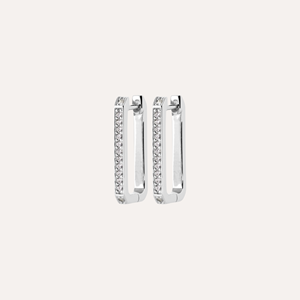 Créoles armelle argent 925 rhodié - rectangles pavés