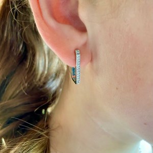 Créoles armelle argent 925 rhodié - rectangles pavés