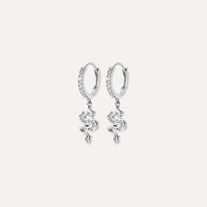 Créoles serena argent 925 rhodié - motif serpent