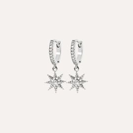 Créoles steffy argent 925 rhodié - étoiles polaires