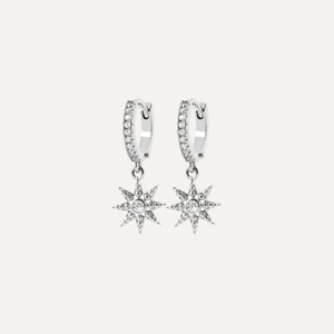 Créoles steffy argent 925 rhodié - étoiles polaires
