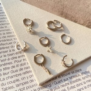 Créoles steffy argent 925 rhodié - étoiles polaires