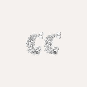 Demi-créoles uma argent 925 rhodié - pavage zirconiums