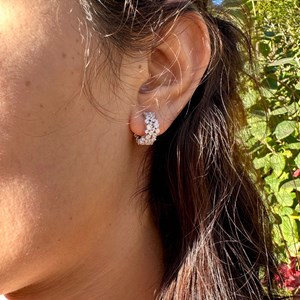 Demi-créoles uma argent 925 rhodié - pavage zirconiums