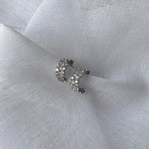 Demi-créoles uma argent 925 rhodié - pavage zirconiums