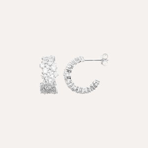 Demi-créoles uma argent 925 rhodié - pavage zirconiums