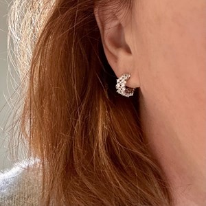 Demi-créoles uma argent 925 rhodié - pavage zirconiums
