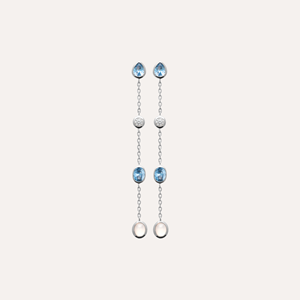 Boucles flore pendantes cristaux bleus argent 925 rhodié