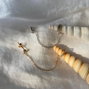 Double boucle erika argent 925 rhodié - puce & créole, à l'unité