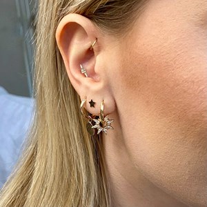 Créoles betty plaqué or 18 carats - étoiles serties