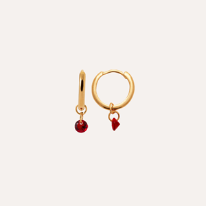Créoles deva plaqué or 18 carats - cristaux rouge rubis