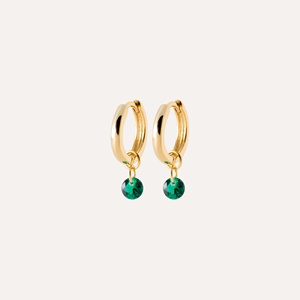 Créoles deva plaqué or 18 carats - cristaux vert émeraude