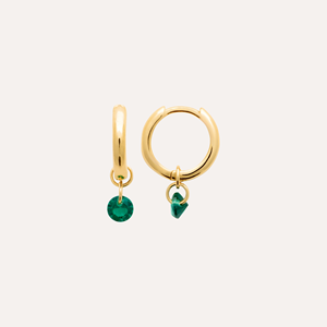 Créoles deva plaqué or 18 carats - cristaux vert émeraude