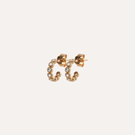 Demi-créoles elisa plaqué or 18 carats - perlées et serties