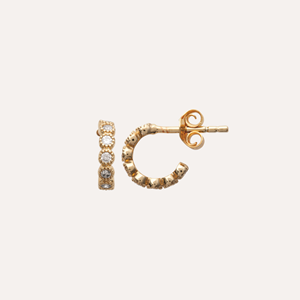 Demi-créoles elisa plaqué or 18 carats - perlées et serties