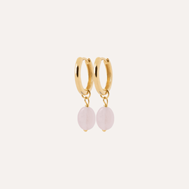Créoles rosy plaqué or 18 carats - pendentifs agate rose