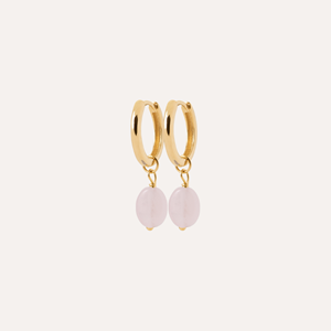 Créoles rosy plaqué or 18 carats - pendentifs agate rose