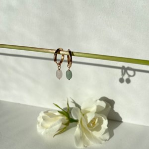 Créoles rosy plaqué or 18 carats - pendentifs agate rose