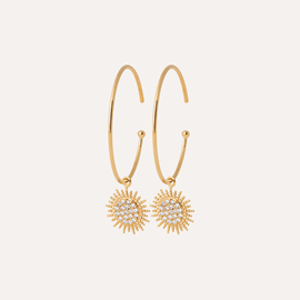 Créoles solis plaqué or 18 carats - soleil pavé cristaux