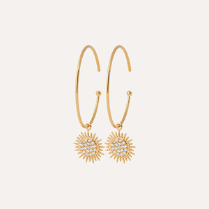 Créoles solis plaqué or 18 carats - soleil pavé cristaux